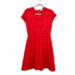 Parker Meena Geometric Textured Dress in Carmine Red Size Large Photo 3