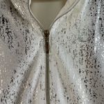 Chico's 1 US 8 M Zenergy Golf Top 1/4 Quarter Zip Ivory Gold Metallic Mock Neck Photo 3