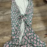 Boden Green Pink Shell Print Joanna Cap Sleeve Tie Wrap Midi Dress Size 6R Photo 1