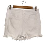Indigo Rein White Denim Shorts‎ Button Fly Distressed Frayed Hem Casual Photo 1