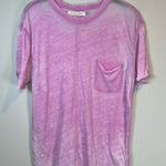 We The Free  Burn Out T-Shirt Pink Pocket Crew Neck Distressed Lightweight  Sz XS Photo 0