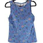 Lands' End Chlorine Resist High Neck UPF 50 Modest Tankini Top Blue Checker 4 Photo 0