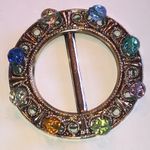 Multicolor Beaded Circular Boho Belt Buckle Blue Photo 1