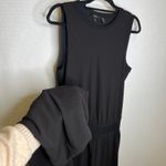 Theory  Black Sleeveless Wide Leg Jumpsuit Elastic Waist Pockets Size L Photo 2