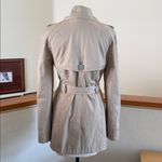 EXPRESS short Beige Double-Breasted Trench Coat Photo 4