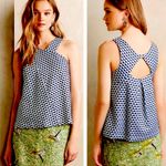 HD in Paris Anthropologie Blue & White Jacquard Geometric Triangle Cutout Top Photo 1