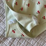 OQQ large light tan cherry, print, cute ribbed seamless, comfy bodysuit tank top Red Photo 8