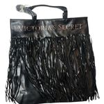 Victoria's Secret NEW Deadstock Victoria’s Secret Black Faux Leather Fringe Tote Bag Purse Photo 0