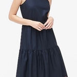 J Crew Scalloped tiered ruffle maxi dress size 2 Navy & Pink Photo 0