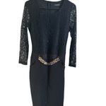 Elegant Black Lace Dress with Gold Accents Size L Photo 3