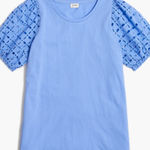 J.Crew  Eyelet puff-sleeve tee Size XS NWT, Bright Peri Color Photo 0