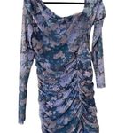 Free People NWT  Chloe One-Shoulder Long Sleeve Bodycon Floral Mini Dress Blue L Photo 88