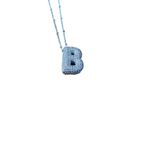 Silver Tone Initial Letter B Pave Crystal Bubble Charm Pendant Necklace New Photo 5
