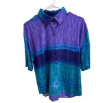 Vintage‎ 90s Cabrais Collection Rayon Button Shirt Purple Teal Ombre Size L Blue Size L Photo 1