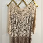 Tadashi Shoji  BHLDN Anthropologie Lace Boatneck 3/4 Sleeve Gown Cream Dress 12 Photo 5