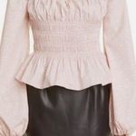 Staud Jules Smocked Square Neck Top in Pink Size M White Size M Photo 0