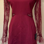 Bragging Rights Burgundy Lace Long Sleeve Skater Dress Red Size M Photo 1