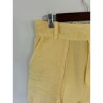 YFB yellow pants women size L butter yellow linen blend pull on wide leg cropped Size L Photo 1