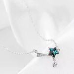 Silver and Blue Star Crescent Necklace Photo 2