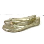 Furla  Gold Sparkly Glitter Bow Accent Clear Plastic Jelly Ballet Flats Size 7/37 Photo 4