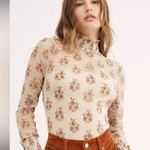 Free People Size Small Sweet Dreams Mesh Floral illusion High Neck Top Photo 0