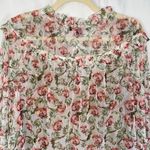 INC New  Floral Mesh Ruffle Tie Neck Peasant Top Camisole Lining White Pink Photo 11