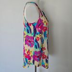 Black Rainn Cream Watercolor Floral Print with Crochet Trim Sleeveless Blouse Photo 3