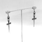 Skull and Sword Dangle Earrings Silver Photo 2