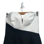 Amanda Uprichard  Soiree Strapless Asymmetrical Midi Dress In Black & Ivory Photo 4