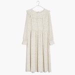 Madewell Smocked Ruffle-Shoulder Crinkled Georgette Midi Dress in Inkbrush Dots Photo 4