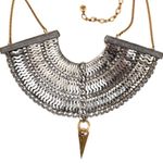 Sam Edelman NEW - Two-Tone Silver & Gold Fringe Spike Bib Collar Statement Necklace Photo 0