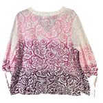 Just My Size Blouse Women 3XL Magenta Pink Ombre Abstract Button Down Top Resort Photo 2