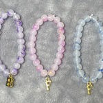 3pack Bff‎ Beaded Bracelets Pink Blue Purple Glass Stretchy Gift Handmade Photo 0