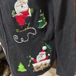 VTG Bechamel Black Christmas sweater cardigan Santa Claus embroidered full zip M Size M Photo 2
