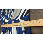 Bisou Bisou M Midi Dress Blue Gray White Stretch Abstract Print Modern Artsy Photo 6