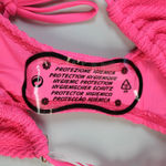 Good American NEW Always Fits Bikini Set One Shoulder Top Tiny Ties Bottom Pink Photo 13