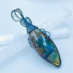 Copper Wired Labradorite Pendant Blue Photo 0