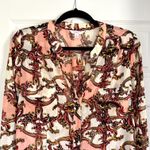 Candie's Women's Blouse XL Pink Patterned Button Down Career Top Long Sleeve Photo 3
