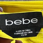 Bebe  Halter Top Womens XS Yellow Pleated Front Keyhole Summer Timeless Modern Photo 11