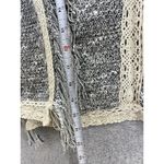Chico's  Women's Knit Blazer Gray Crochet Marled Open Front Size 1 Fringe Hem Photo 9