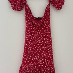 Pretty Little Thing red  off the shoulder puff sleeve dress Photo 0