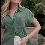 Baltic Born  Jaye washed green button up top NWT Photo 6