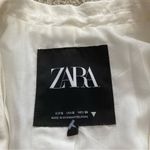ZARA Cropped White Blazer Short Sleeve Jacket Size Small Cotton Blend FLAWS Photo 1