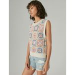Lucky Brand ✨ Crochet Geo Sweater Sz Medium Tank✨ Photo 2