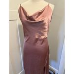 LYANER Satin Drape‎ Cowl Neck Cami Split Slit Midi Dress Large Pink Photo 1