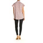 Adrianna Papell Abstract Dot Sleeveless Flutter Sleeve Tie Neck Blouse Size M Photo 2