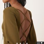 Pretty Lavish Beatris lace up back ruffle maxi dress in deep olive Green Size 4 Photo 3