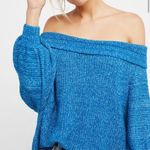 Free People  Edessa Blue Balloon Sleeve Sweater Slouchy Sz XS Boho Photo 2