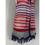 Red White Blue‎ Boho Striped Knit Fringe Vest Women’s M Open Front Layering Size M Photo 3