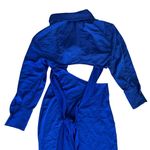 Ronny Kobo Womenâs Ranell Collared Long Sleeve Royal Blue Wrap Cutout Midi Dress Photo 7